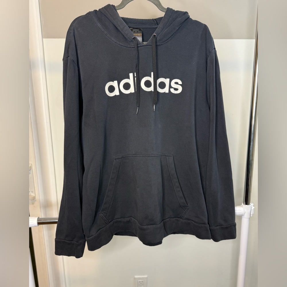 Adidas Charcoal Hoodie with White Logo